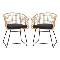 Flash Furniture Devon Wicker Patio Club Chairs, Natural/Black, Set of 2