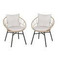 thumbnail image 1 of Flash Furniture Devon Wicker Patio Club Chairs, Tan/Light Gray, Set of 2, 1 of 9