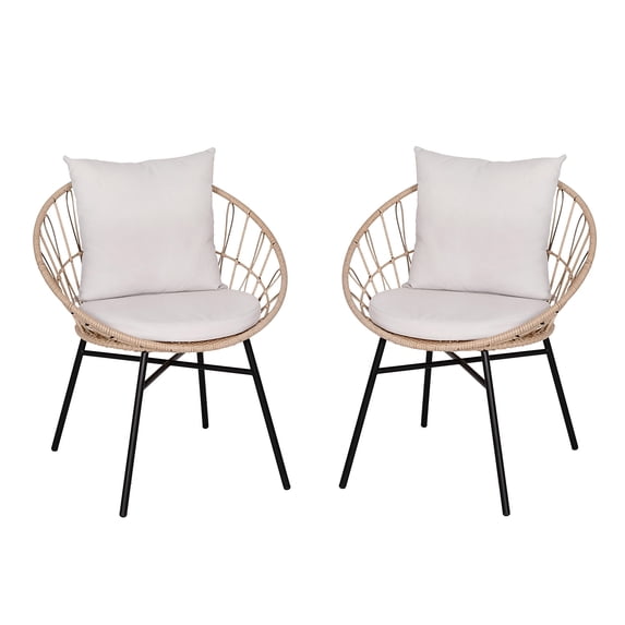 Flash Furniture Devon Wicker Patio Club Chairs, Tan/Light Gray, Set of 2