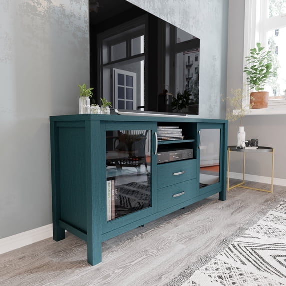 Flash Furniture Dion 29.75" Buffet Sideboard Storage Cabinet with 3 Shelves Teal (EVCA7515ZZTL)