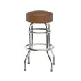 thumbnail image 1 of Flash Furniture Double Ring Chrome Barstool with Weathered Brown Seat, 1 of 10