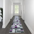 thumbnail image 1 of Flash Furniture Elio Rectangular Contemporary Black, Grey, Purple Area Rug, 3' x 16', 1 of 5