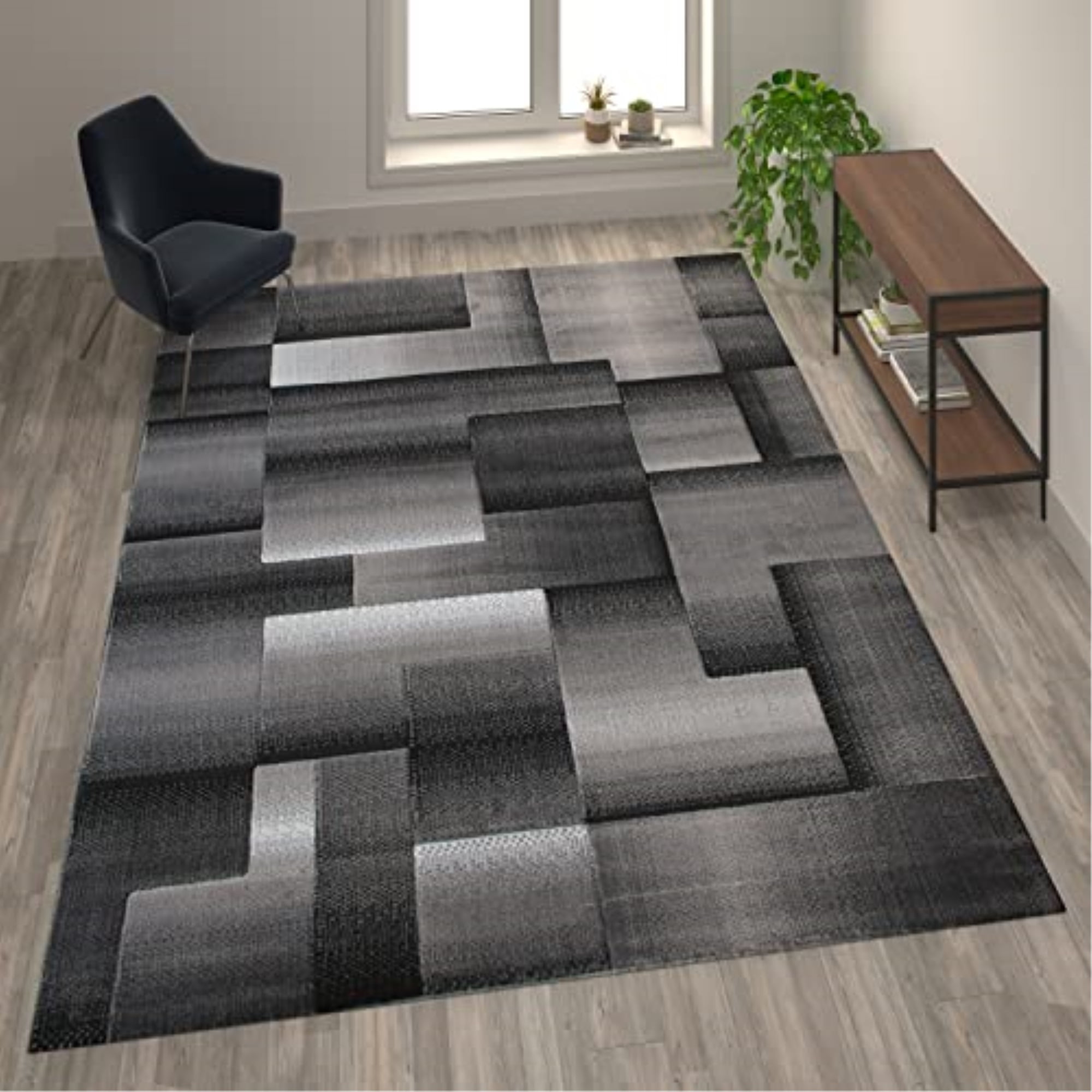 Grey Rectangle Pattern Rug Flash Furniture Elio Rectangular Contemporary Grey Area Rug, 8' x 10 ...