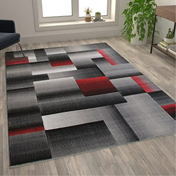 Flash Furniture Elio Rectangular Contemporary Red Area Rug, 6' x 9'