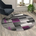 thumbnail image 1 of Flash Furniture Elio Round Contemporary Black, Grey, Purple Area Rug, 5' x 5', 1 of 5