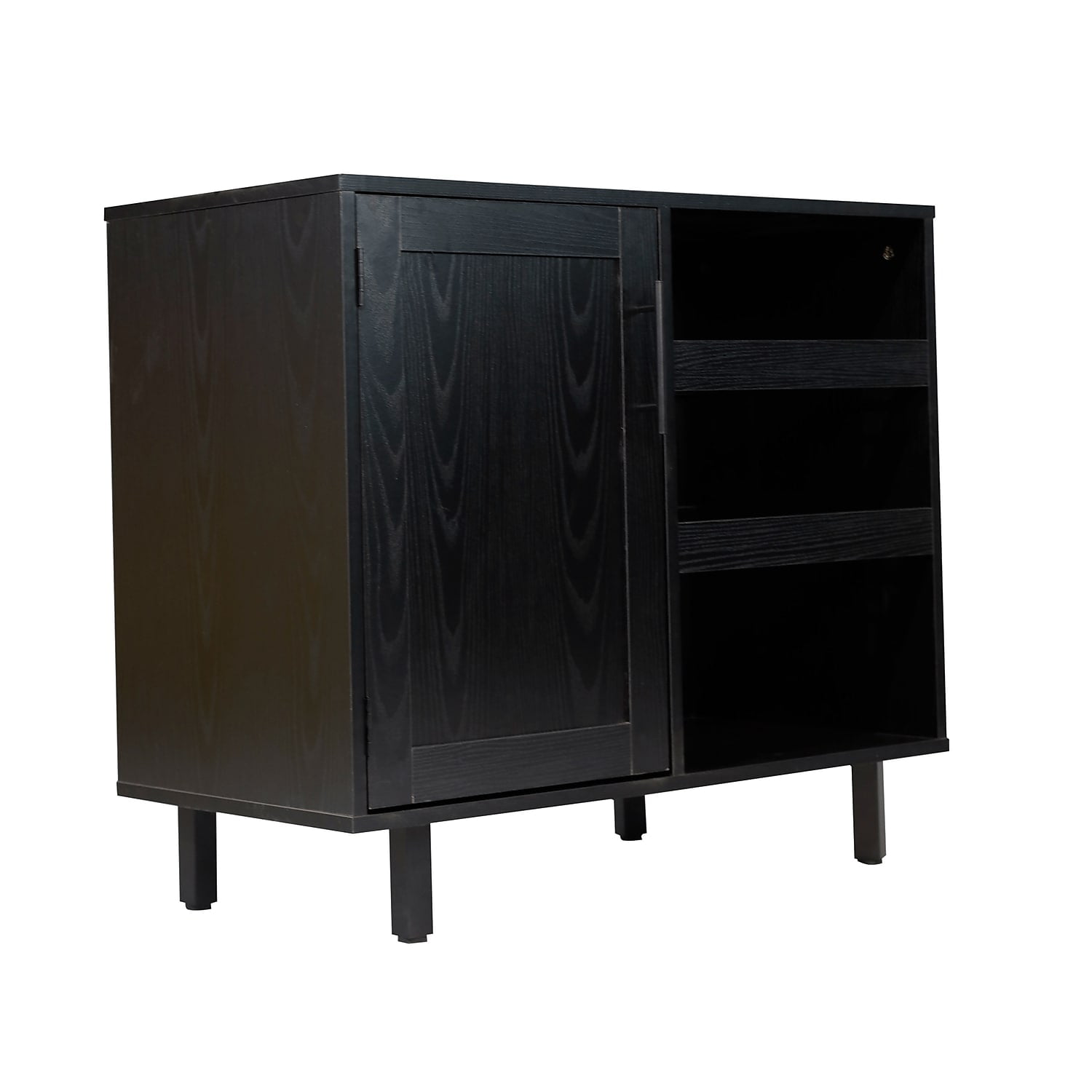 Black Engineered Wood Classic Bar and Sideboard with Storage