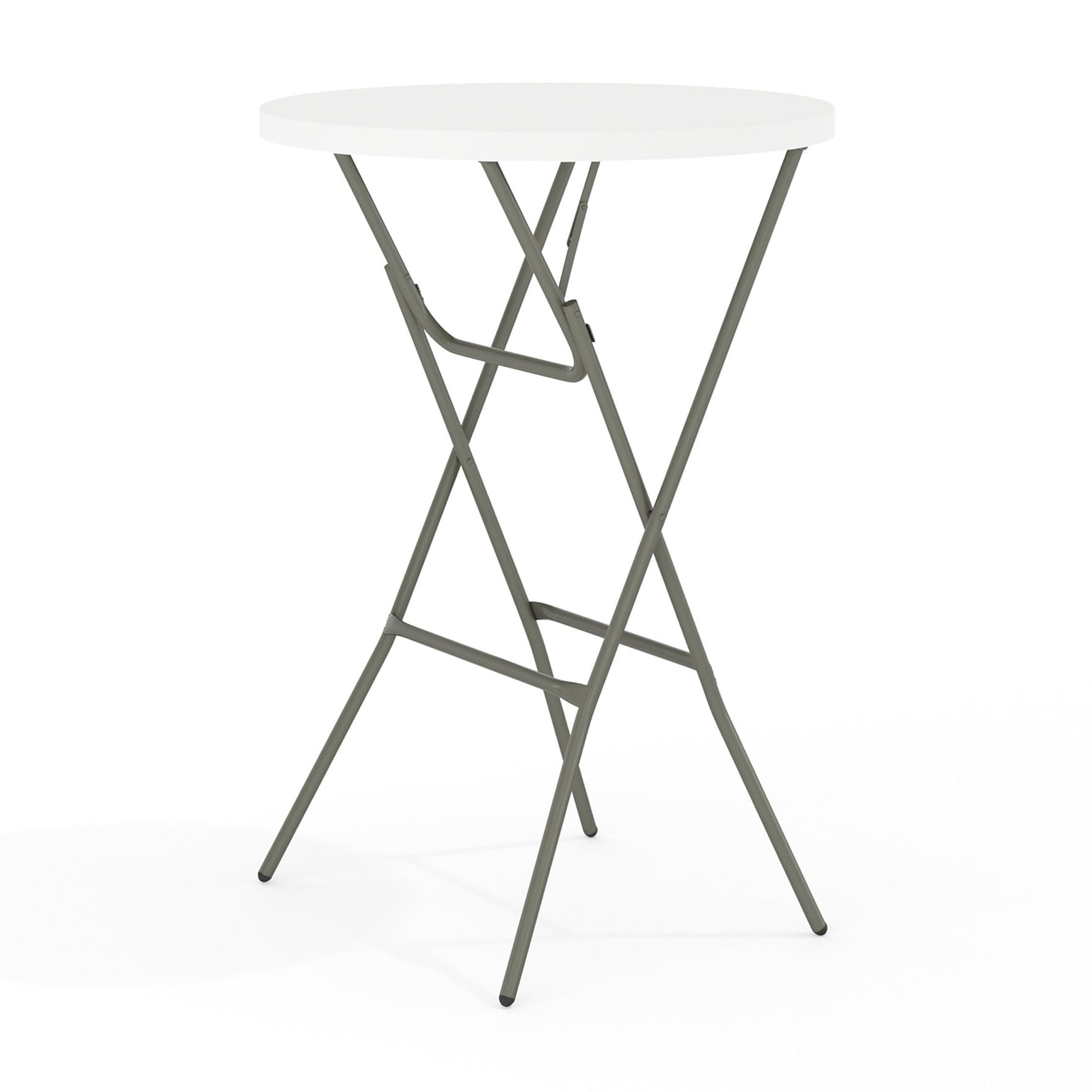 Gray Metal Bar Height Folding Table with White Plastic Top