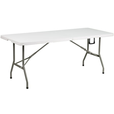 Flash Furniture Elon 6' Rectangular Plastic Event Folding Table with Carrying Handle, White