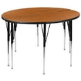 thumbnail image 1 of Flash Furniture Emmy 2 Piece 47.5" Circle Wave Flexible Oak Thermal Laminate Activity Table Set - Standard Height Adjustable Legs, 1 of 11