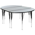 thumbnail image 1 of Flash Furniture Emmy 2 Piece 76" Oval Wave Flexible Grey Thermal Laminate Activity Table Set - Standard Height Adjustable Legs, 1 of 14