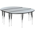 thumbnail image 1 of Flash Furniture Emmy 2 Piece 86" Oval Wave Flexible Grey Thermal Laminate Activity Table Set - Standard Height Adjustable Legs, 1 of 14