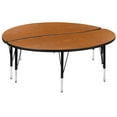 thumbnail image 1 of Flash Furniture Emmy 2 Piece Emmy 60" Circle Wave Flexible Oak Thermal Laminate Activity Table Set - Height Adjustable Short Legs, 1 of 11