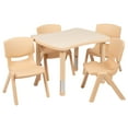 thumbnail image 1 of Flash Furniture Emmy 21.875"W x 26.625"L Rectangular Natural Plastic Height Adjustable Activity Table Set with 4 Chairs, 1 of 10