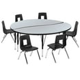 thumbnail image 1 of Flash Furniture Emmy 60" Circle Wave Flexible Laminate Activity Table Set with 14" Student Stack Chairs, Grey/Black, 1 of 12