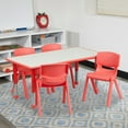 thumbnail image 1 of Flash Furniture Emmy Adjustable Classroom Activity Table with 4 Chairs, 23.625"W x 47.25"L, Red, 1 of 7