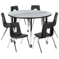 thumbnail image 1 of Flash Furniture Emmy Mobile 47.5" Circle Wave Flexible Laminate Activity Table Set with 18" Student Stack Chairs, Grey/Black, 1 of 12