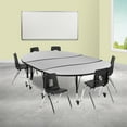thumbnail image 1 of Flash Furniture Emmy Mobile 86" Oval Wave Flexible Laminate Activity Table Set with 14" Student Stack Chairs, Grey/Black, 1 of 15