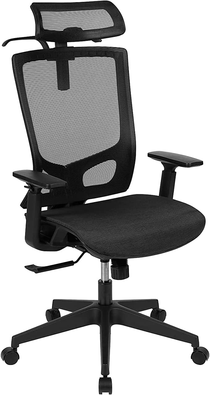 FAMSINGO Ergonomic Mesh Office Chair, High Back Comfortable Desk Chair with  Adjustable Lumbar Support, Headrest and Flip-up arms, Wide Memory Foam