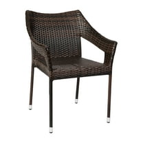 Flash Furniture Ethan Set of 2 Commercial Grade Stacking Patio Chairs, All Weather PE Rattan Wicker Patio Dining Chairs in Espresso
