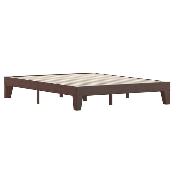 Flash Furniture Evelyn Collection Wood Platform Bed Frame, Walnut, Queen