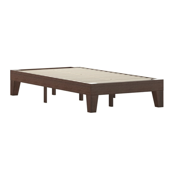 Flash Furniture Evelyn Collection Wood Platform Bed Frame, Walnut, Twin