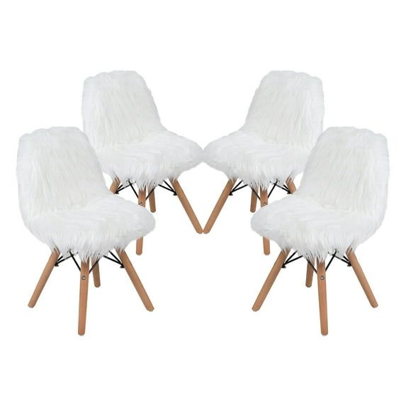 Flash Furniture Fabric Kids Furry Chairs White 4 Pieces (4DLDA20181W)