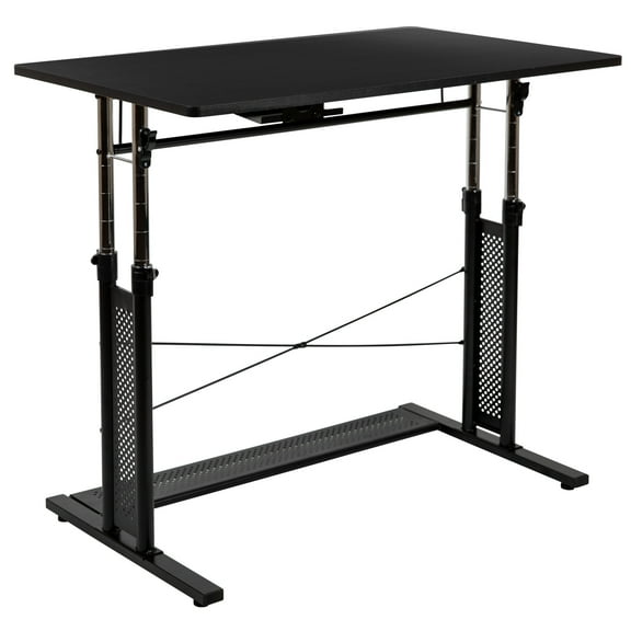 Flash Furniture Fairway Height Adjustable (27.25-35.75"H) Sit to Stand Home Office Desk - Black