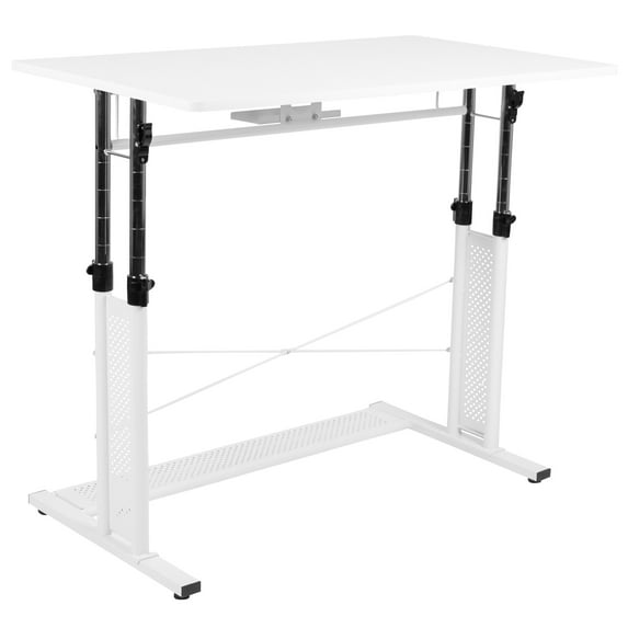 Flash Furniture Fairway Height Adjustable (27.25-35.75"H) Sit to Stand Home Office Desk - White