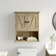 thumbnail image 1 of Flash Furniture Farmhouse Wall Mounted Bathroom Medicine Cabinet Storage Organizer with 2 Magnetic Closure Doors, Adjustable Shelf, and Lower Open Shelf in Brown, 1 of 12
