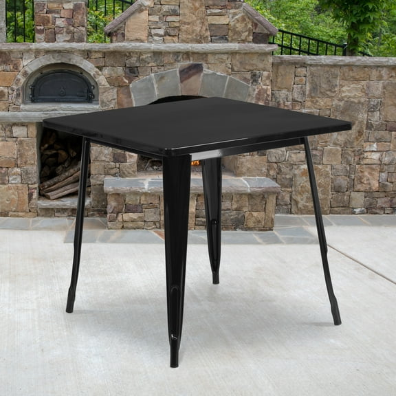 Flash Furniture Felix Commercial Grade 31.5" Square Black Metal Indoor-Outdoor Table