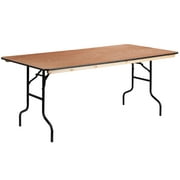 Flash Furniture Fielder 6-Foot Rectangular Wood Folding Banquet Table with Clear Coated Finished Top