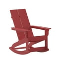 thumbnail image 1 of Flash Furniture Finn Modern Commercial Grade Poly Resin Wood Adirondack Rocking Chair - All Weather Red Polystyrene - Dual Slat Back - Stainless Steel Hardware, 1 of 12