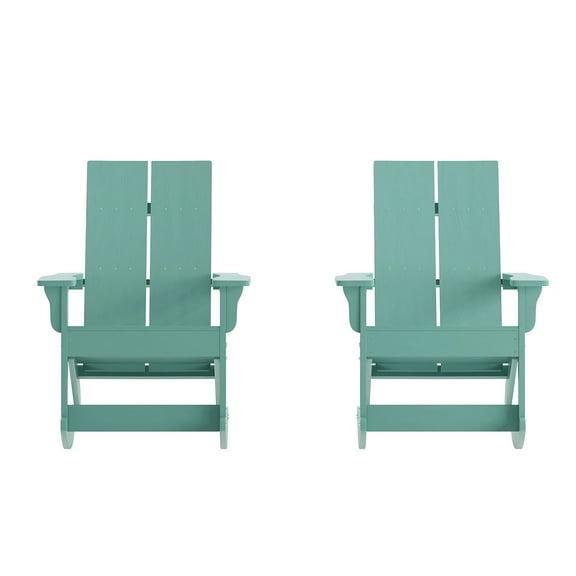 Flash Furniture Finn Dual Slat Back Adirondack Rocking Chair Sea Foam 2/Pack (JJC14709SFM2)
