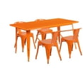 thumbnail image 1 of Flash Furniture Fisher Commercial Grade 31.5" x 63" Rectangular Orange Metal Indoor-Outdoor Table Set with 4 Arm Chairs, 1 of 5