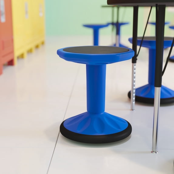 Flash Furniture Fixed Height Kids Flexible Active Stool for Classroom and Home with Non-Skid Bottom in Blue, 16" Seat Height