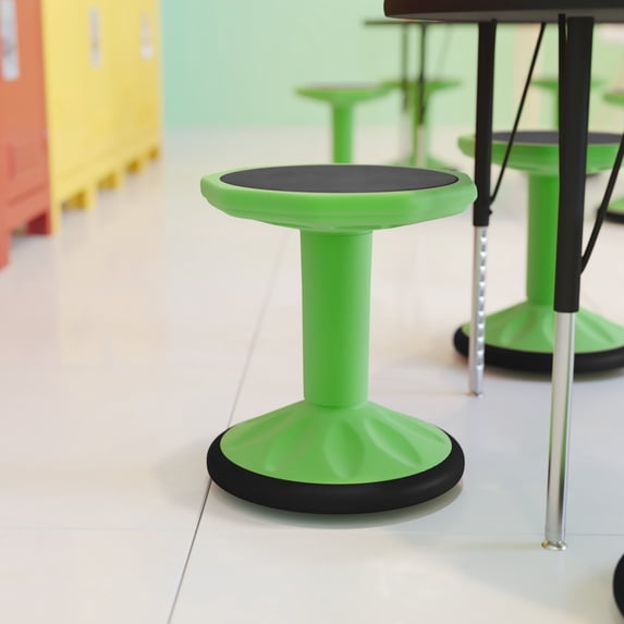Flash Furniture Fixed Height Kids Flexible Active Stool for Classroom and Home with Non-Skid Bottom in Green, 16" Seat Height