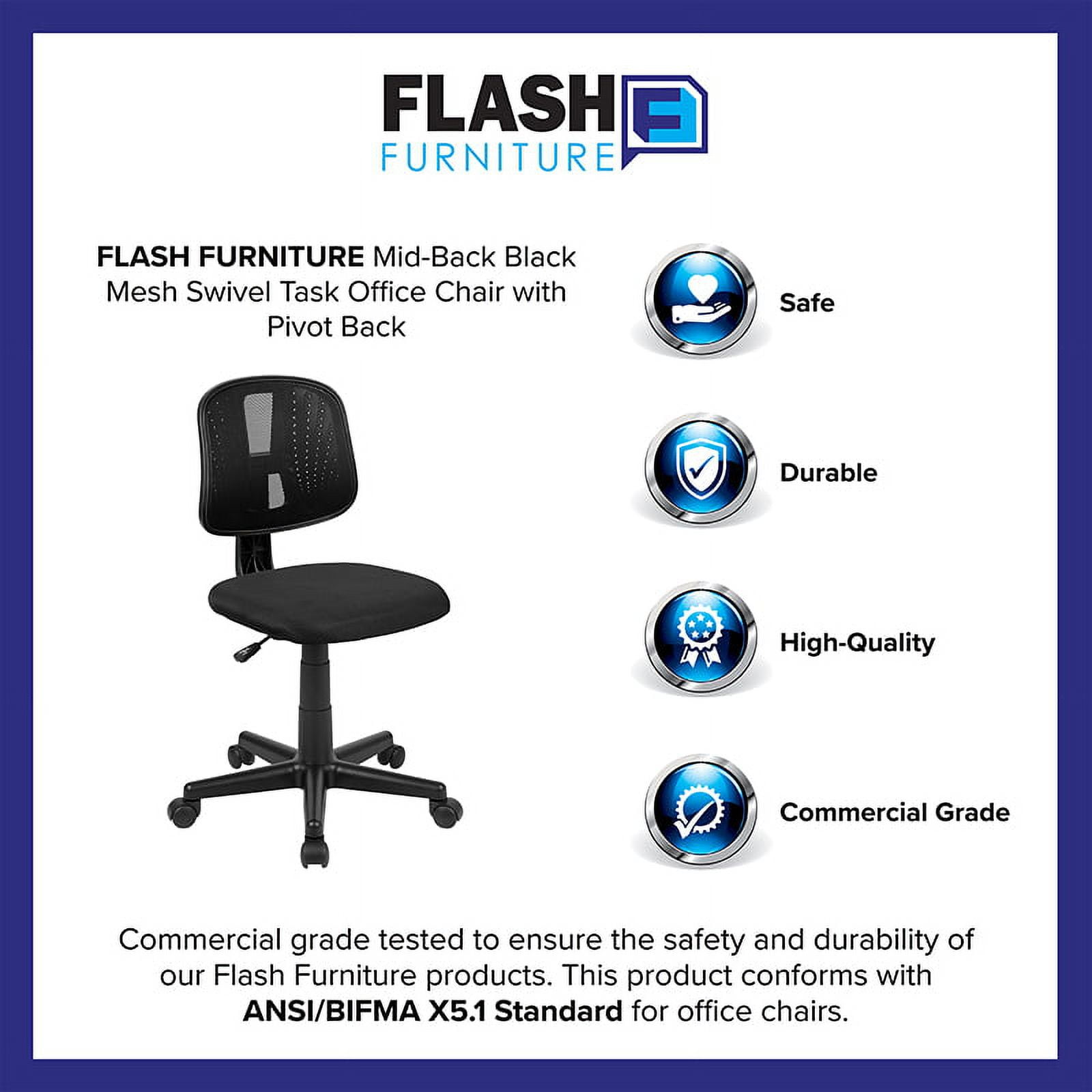 Ergonomic Mid-Back Black Mesh Swivel Task Chair with Lumbar Support