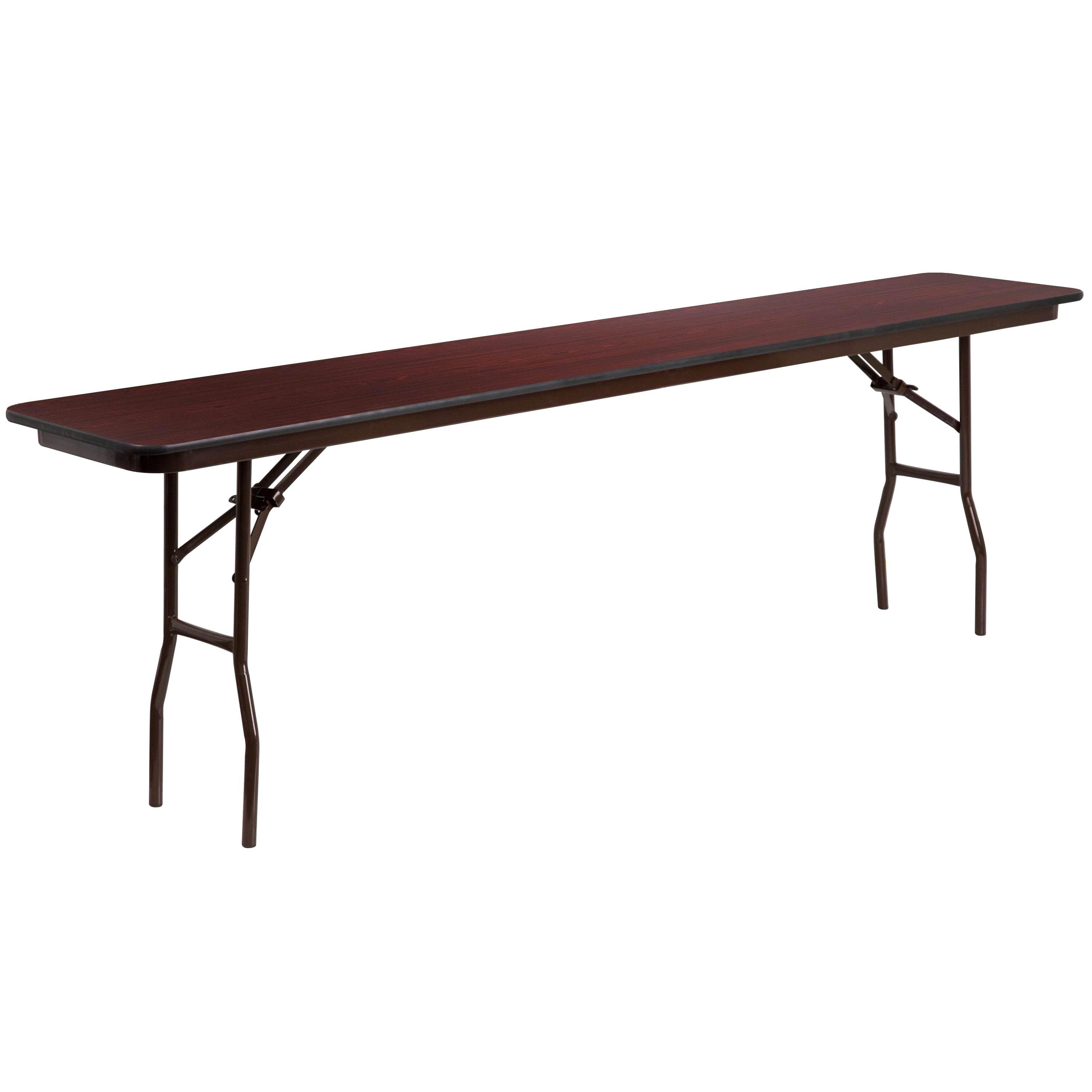 Mahogany Brown Metal Rectangular Folding Training Table