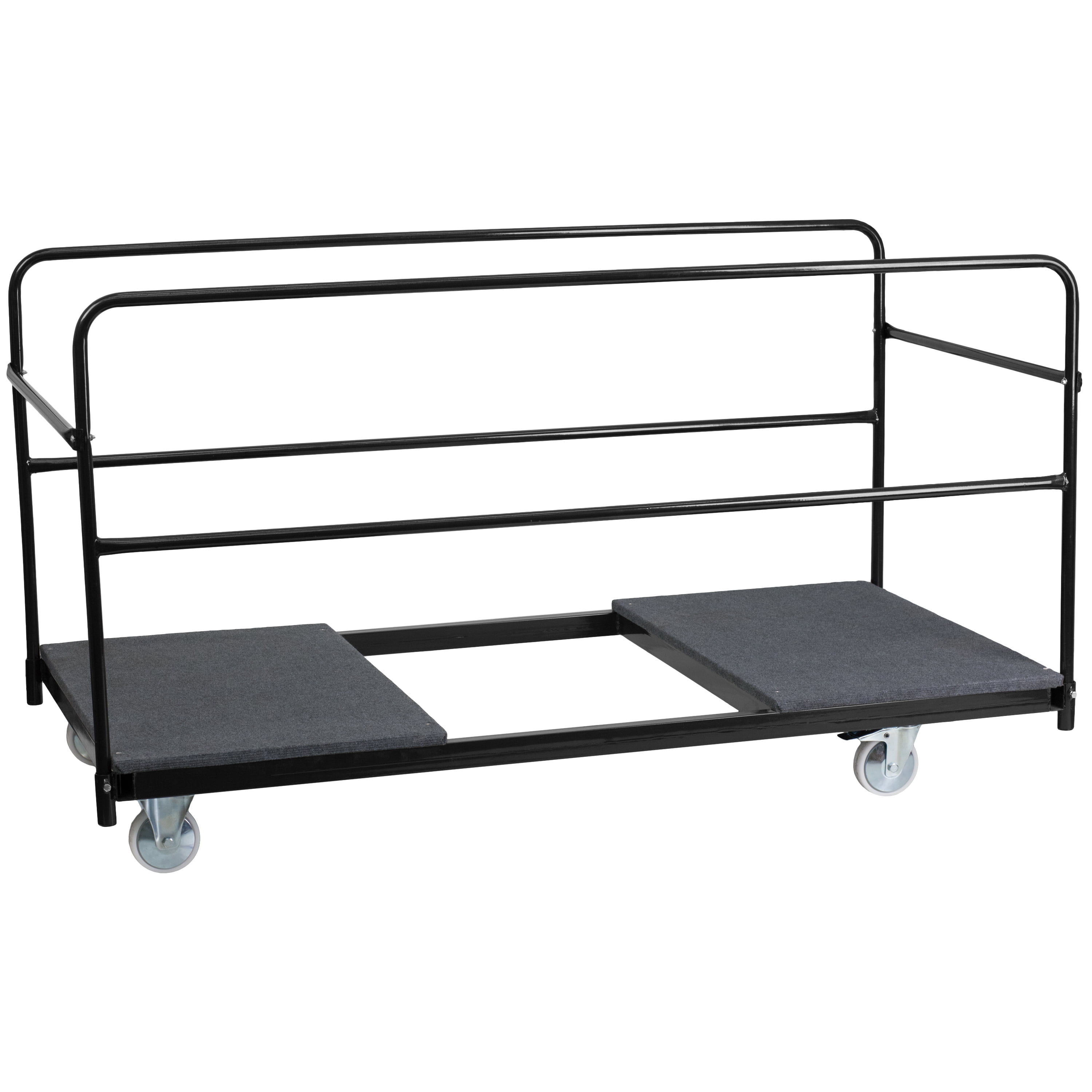 Black Steel Folding Table Dolly with Carpeted Platform