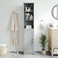 thumbnail image 1 of Flash Furniture Freestanding Linen Tower Storage Cabinet with Magnetic Close Door, In-Cabinet Adjustable Shelf, and 3 Upper Open Shelves in Gray, 1 of 13