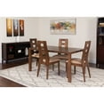thumbnail image 1 of 5 Pcs Walnut Wood Dining Table St-Window Pane Back Wood Dining Chairs, 1 of 2