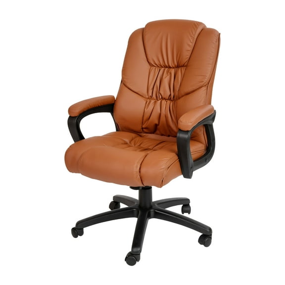 Flash Furniture Fundamentals Big & Tall Swivel LeatherSoft Office Chair with Padded Arms, Brown