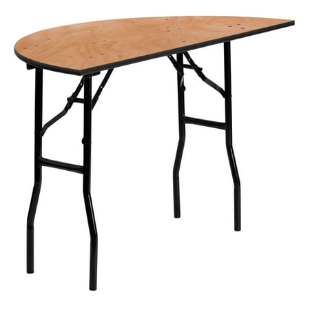 Flash Furniture Furman 4' Half-Round All-Occasion Wood Folding Event Table, Natural/Black
