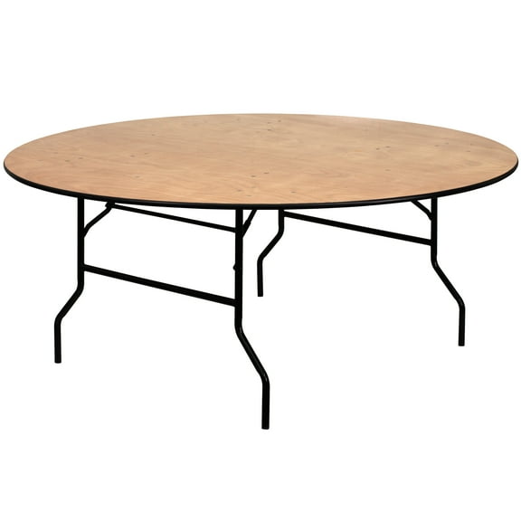 Flash Furniture Furman 6' Round All-Occasion Wood Folding Event Table, Natural/Black