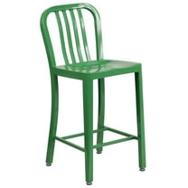 Flash Furniture Gael Commercial Grade 24" High Green Metal Indoor-Outdoor Counter Height Stool with Vertical Slat Back