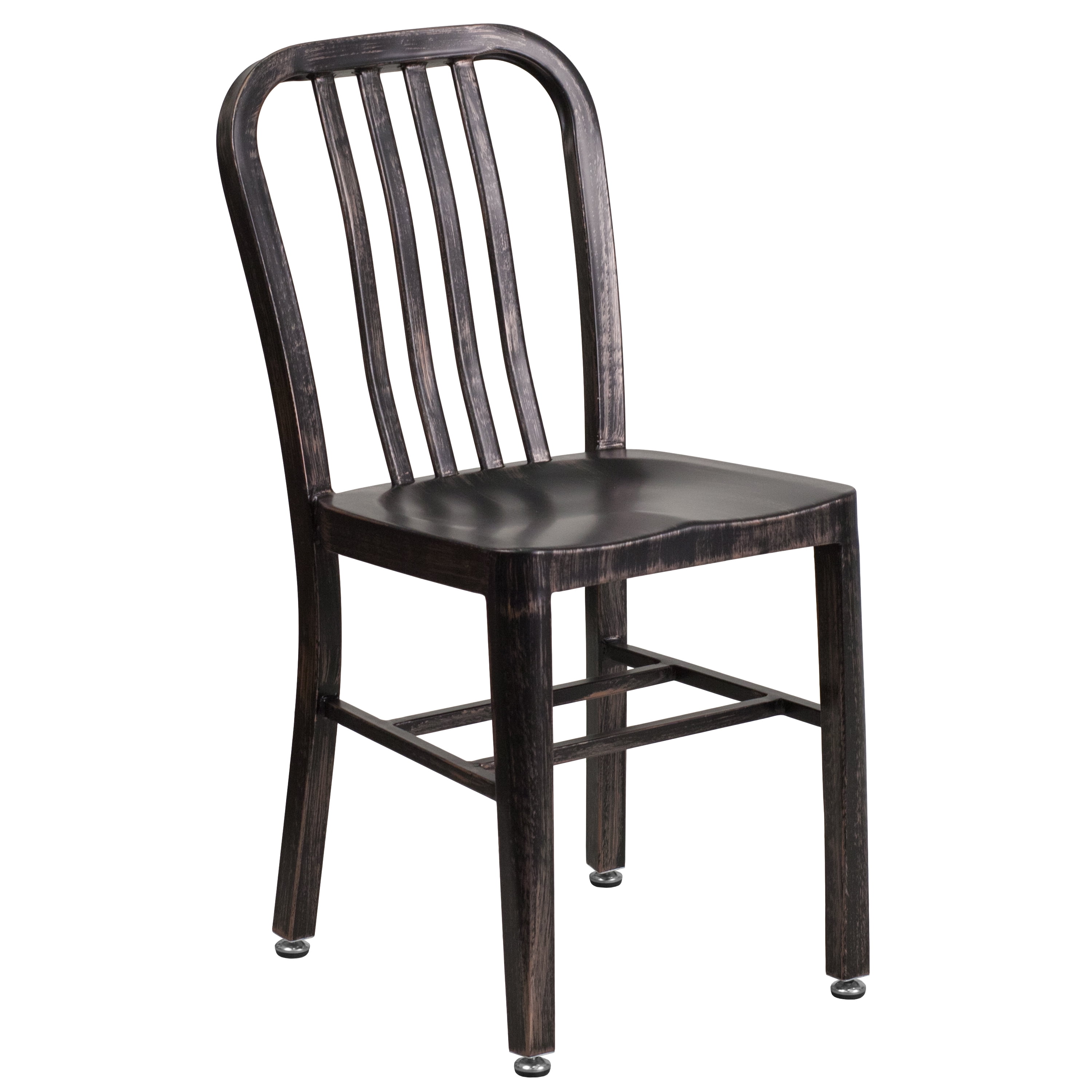Black Antique Gold Steel Armless Indoor-Outdoor Side Chair