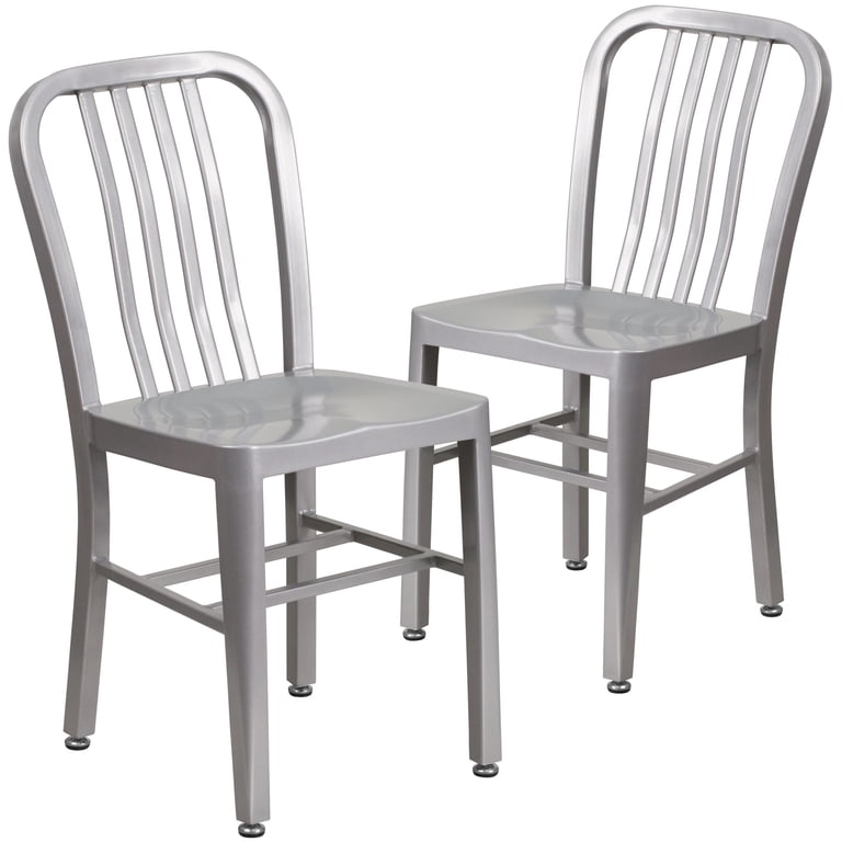 Flash Furniture Gael Metal Dining Chairs, Set of 2, Silver