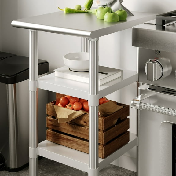 Flash Furniture Galvanized Under Shelf for Prep and Work Tables - Adjustable Lower Shelf for 24" x 18" Stainless Steel Tables