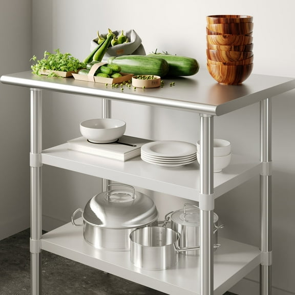 Flash Furniture Galvanized Under Shelf for Prep and Work Tables - Adjustable Lower Shelf for 24" x 36" Stainless Steel Tables