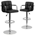 thumbnail image 1 of Flash Furniture Genna 2 Pack Contemporary Black Quilted Vinyl Adjustable Height Barstool with Arms and Chrome Base, 1 of 15